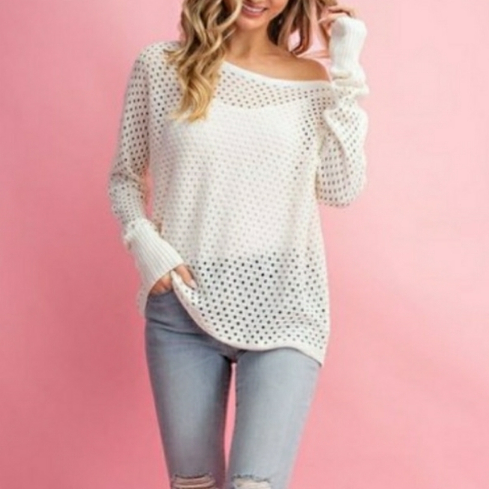 Black Eyelet Knit Sweater - Picture 4 of 6